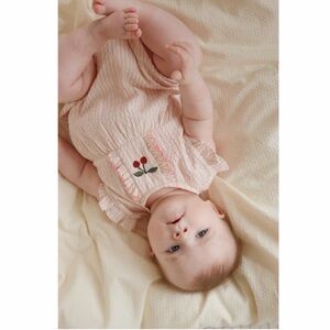 Konges Sløjd Baby Girls Ellie Frill Romper in Pink